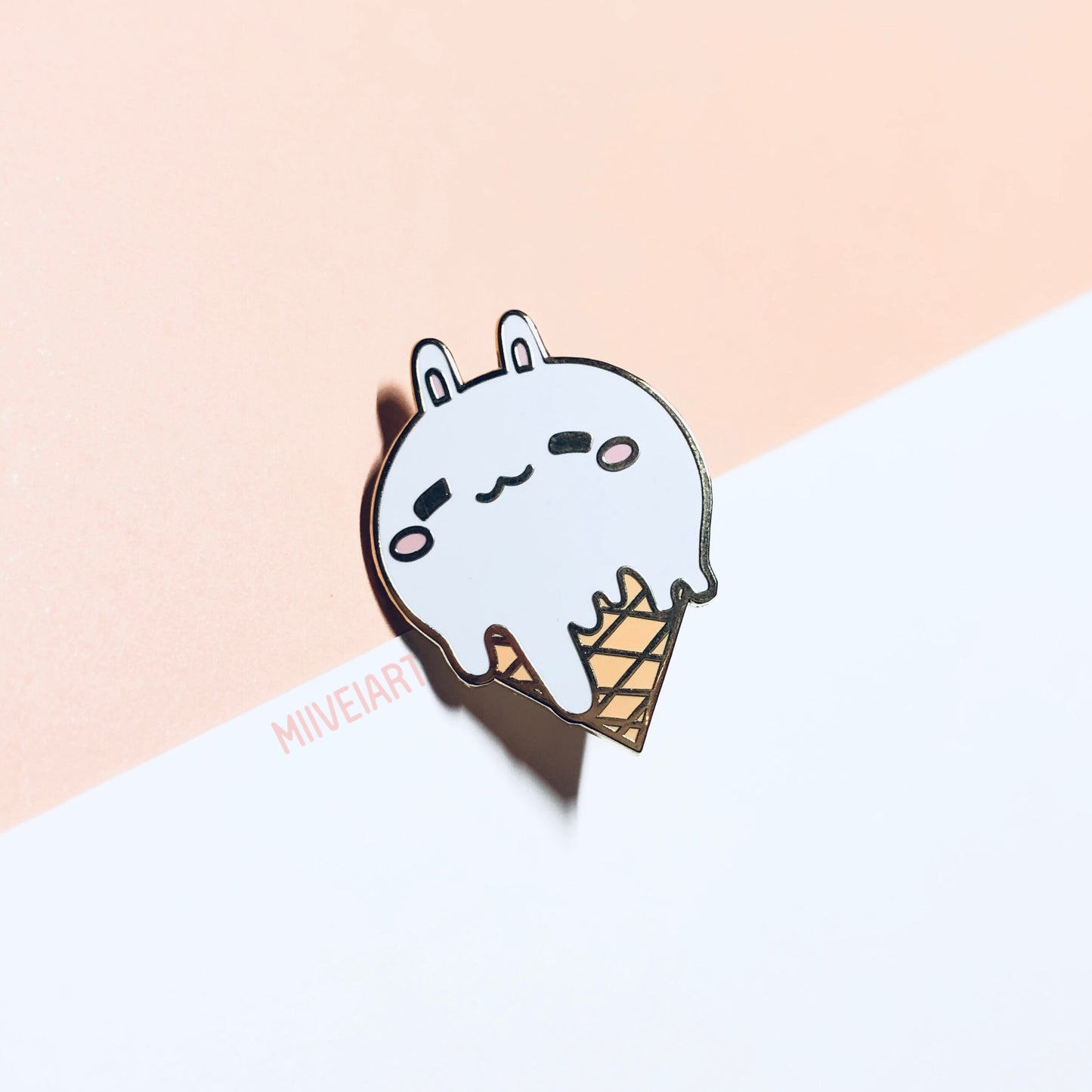 Ice Cream Bunny Enamel Pin 1.25"