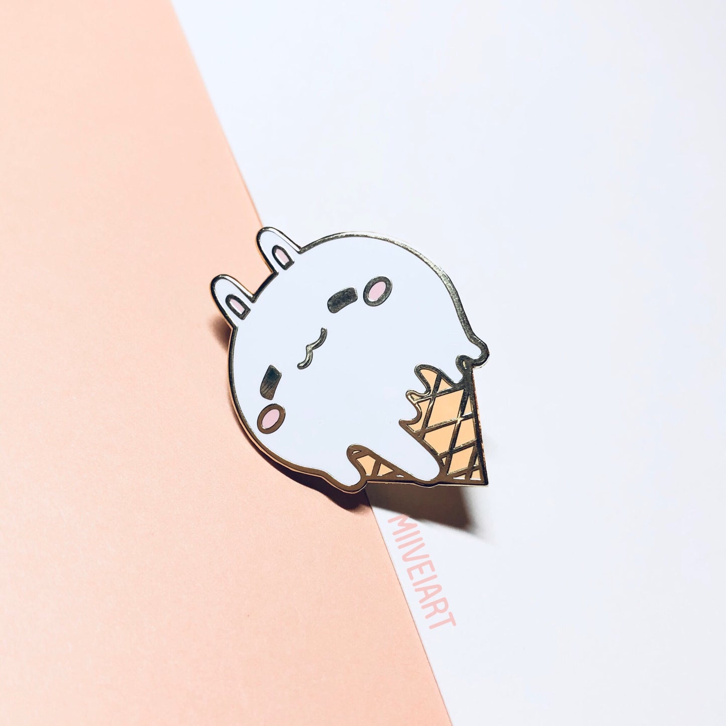 Ice Cream Bunny Enamel Pin 1.25"