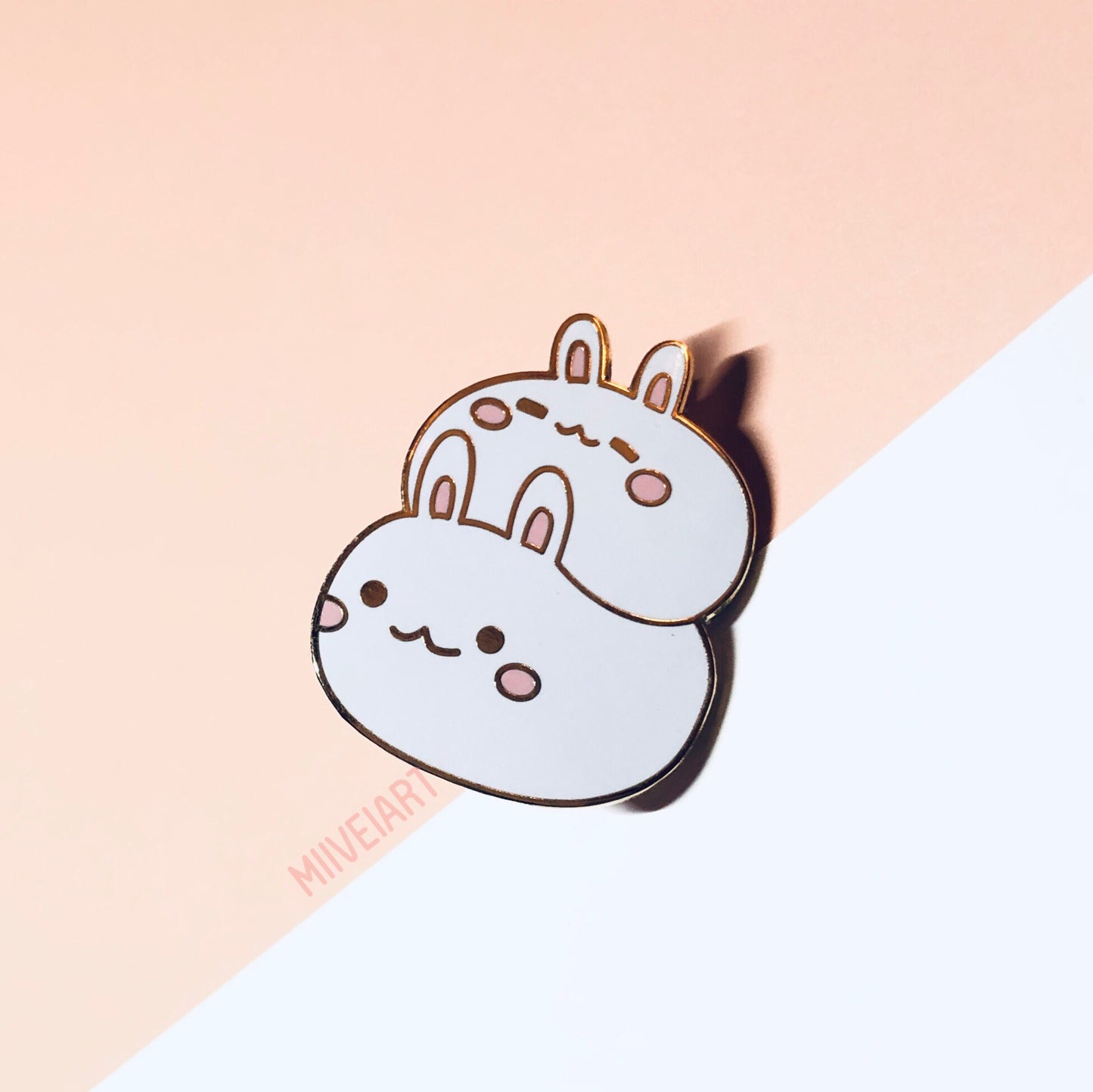 Mochi Bunny Stack Enamel Pin 1.4"