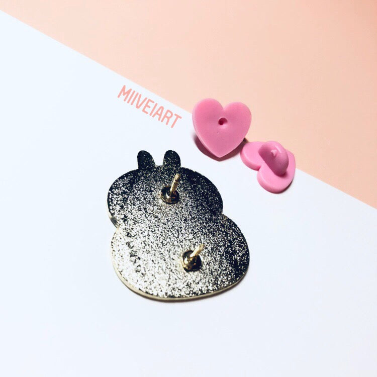 Mochi Bunny Stack Enamel Pin 1.4"