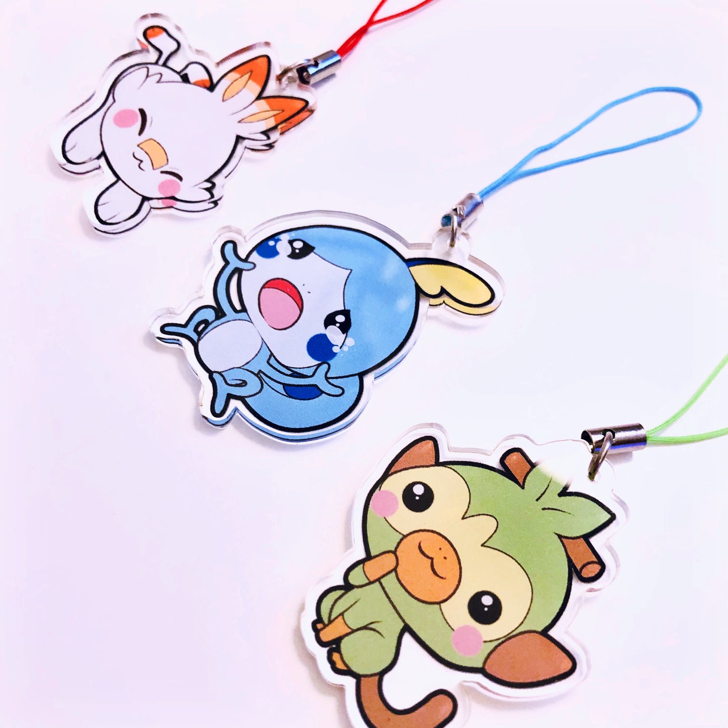 Scorbunny Sobble Grookey Double-Sided Clear Acrylic Charms