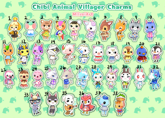 Chibi Animal Glittery Epoxy Resin Charms