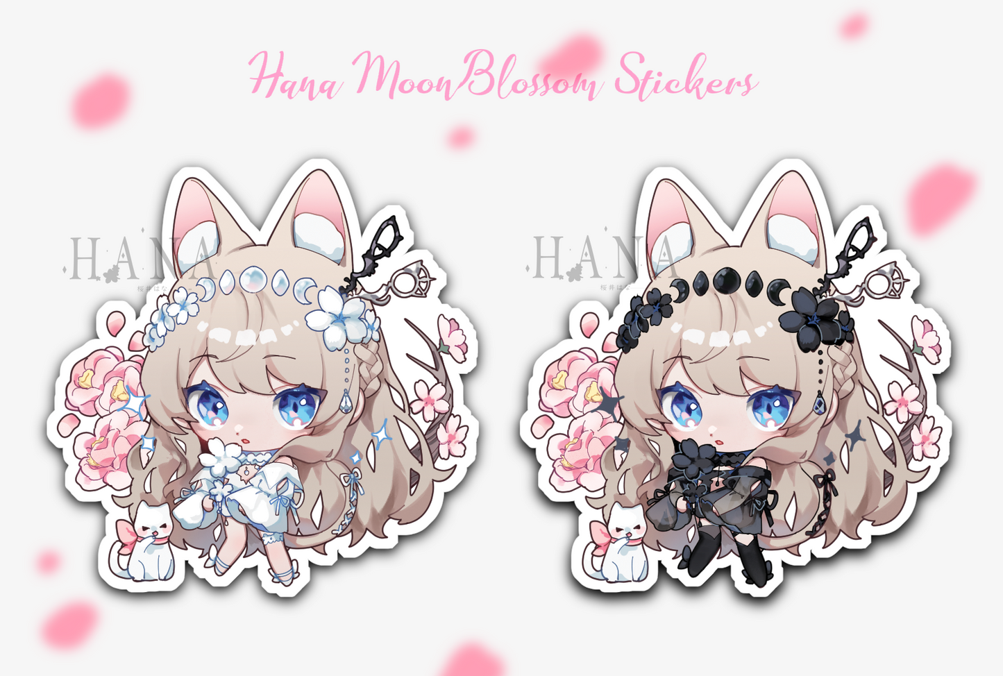 Hana MoonBlossom Vinyl Sticker Set  3 inch