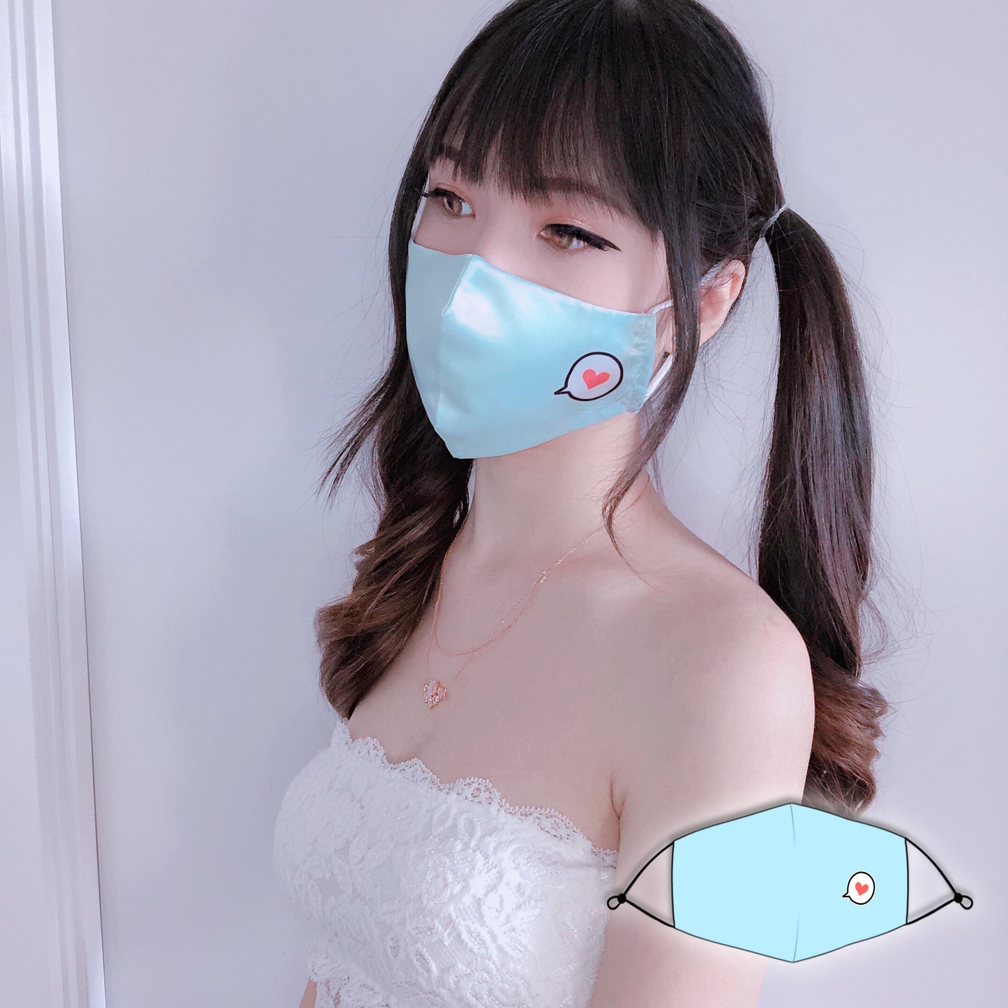 RE-USABLE Facemask Blue Bubble Heart