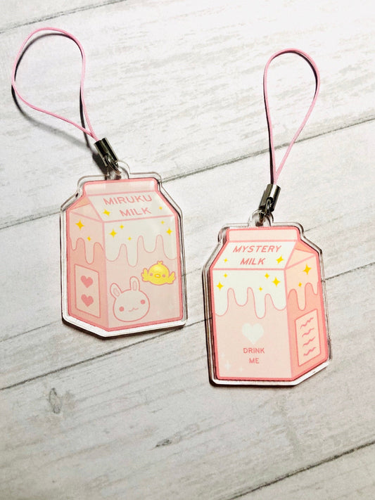 Cute Milk Carton Mystery Milk Double-Sided Clear Acrylic Charm