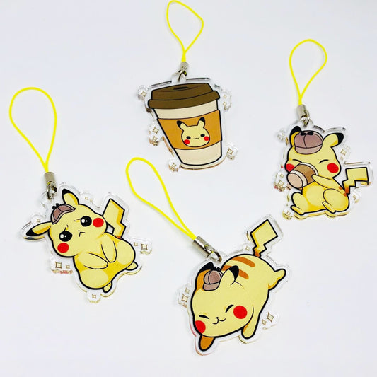Detective Pikachu Double-Sided Clear Acrylic Charms