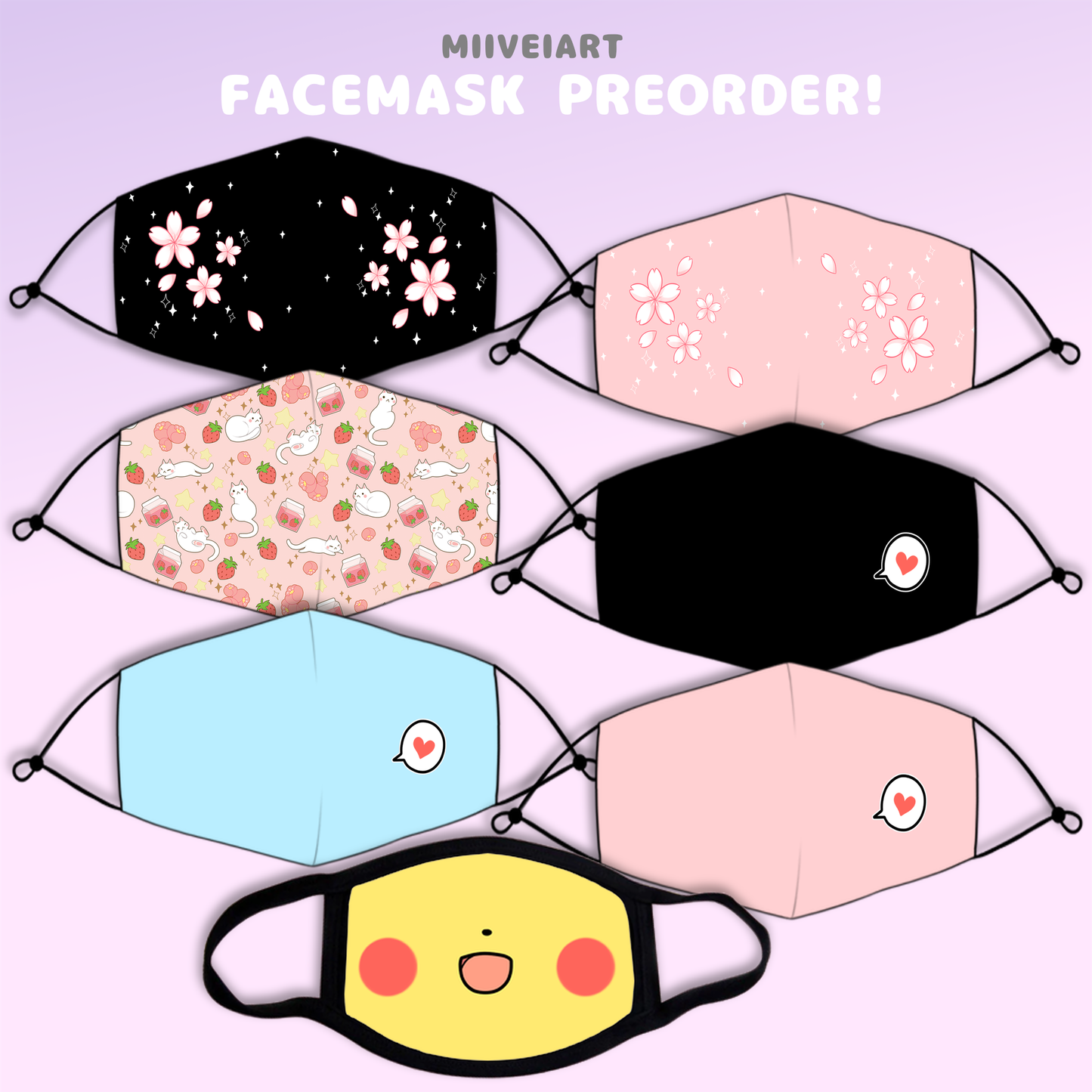 RE-USABLE Facemask Black Sakura