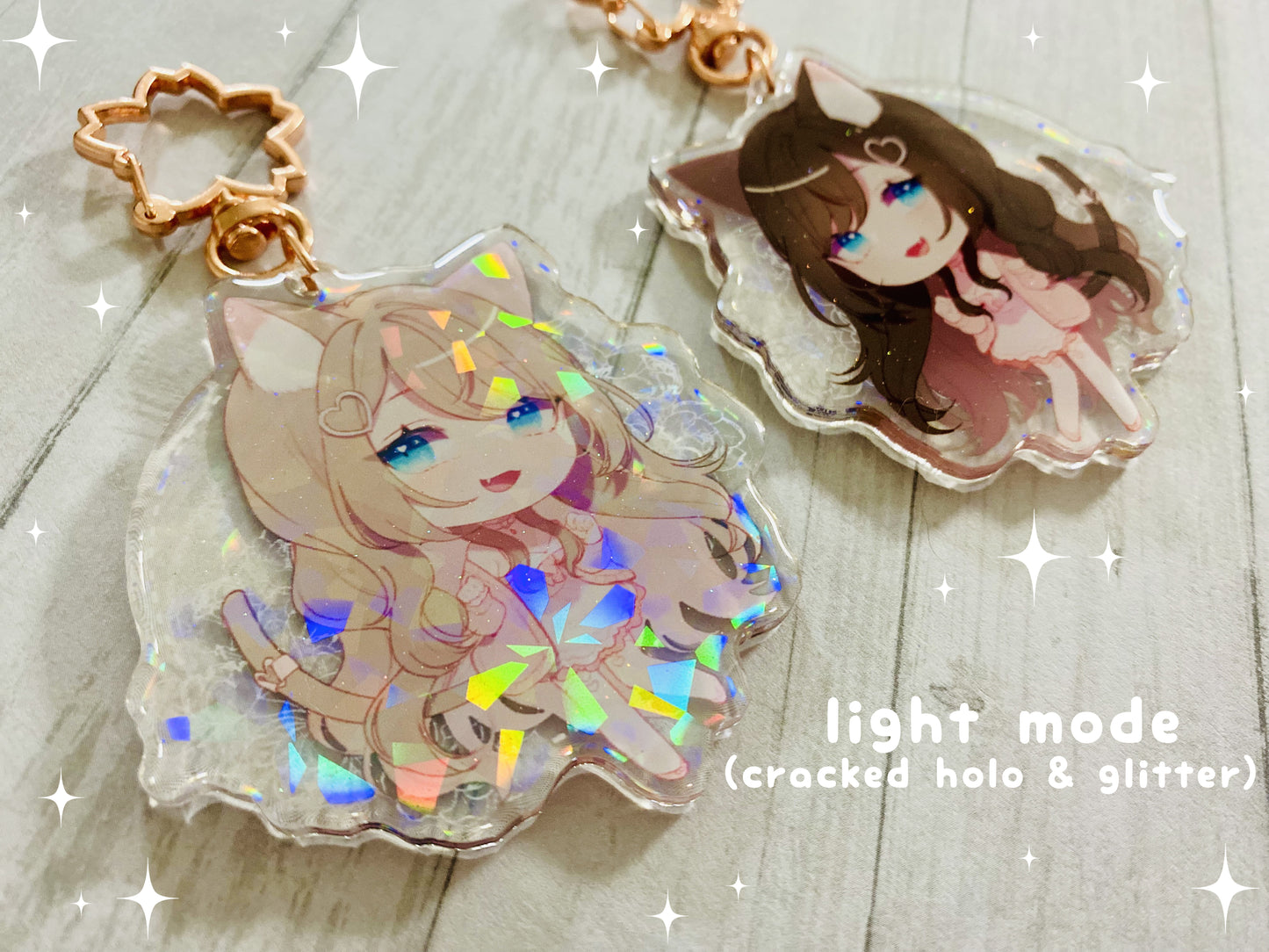 Hana1.0 Fleur (Cracked Holographic + Glitter Epoxy) Double-Sided Charm