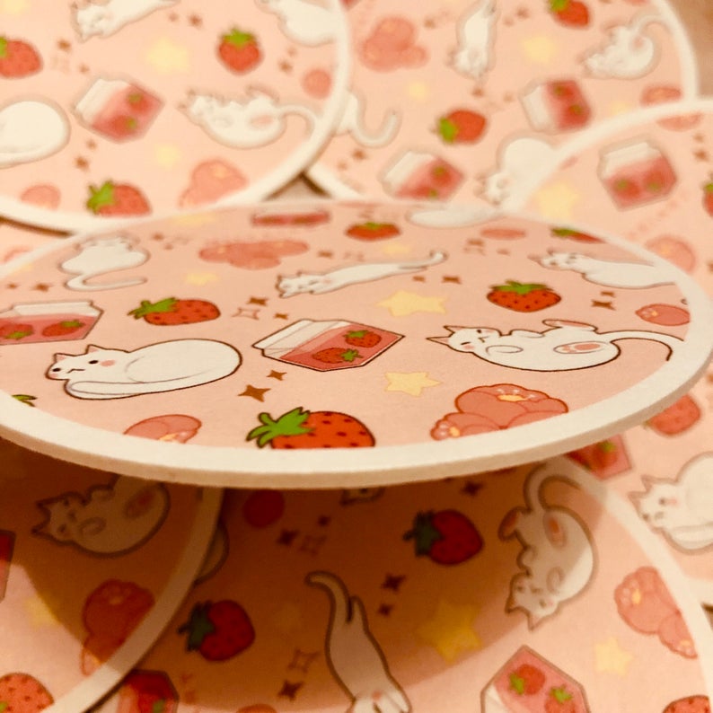 Strawberry Milk & Kitties Coaster