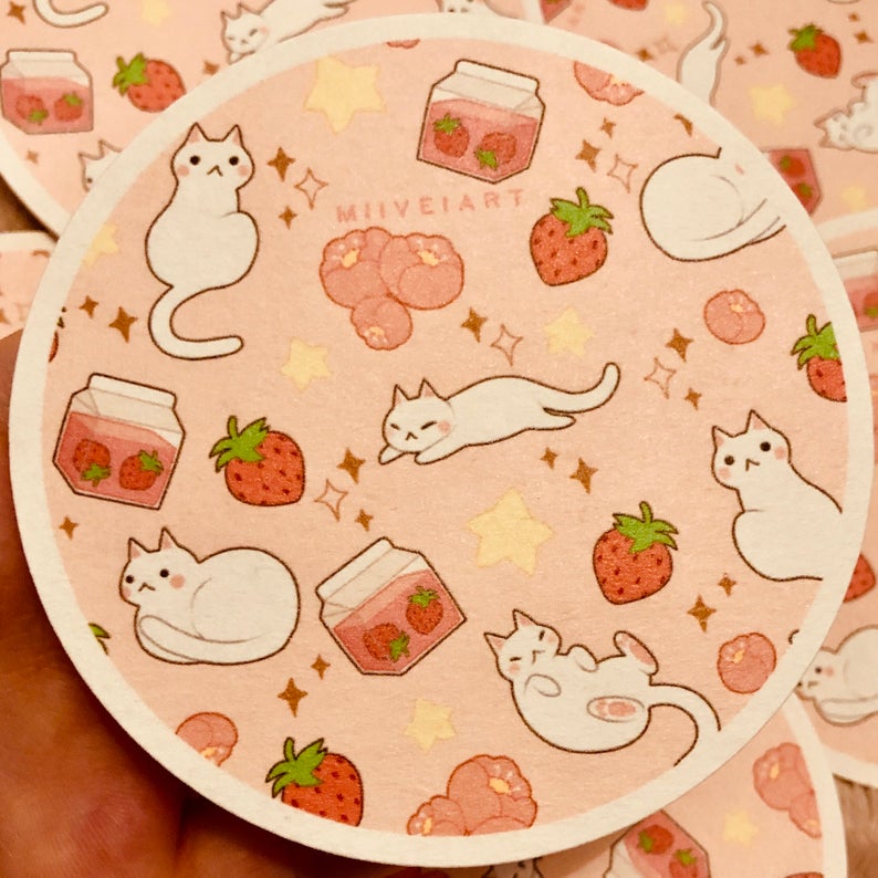 Strawberry Milk & Kitties Coaster