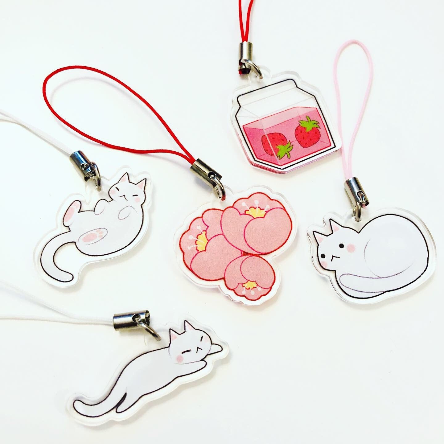Strawberry Milk & Kitties Double-Sided Acrylic Charms