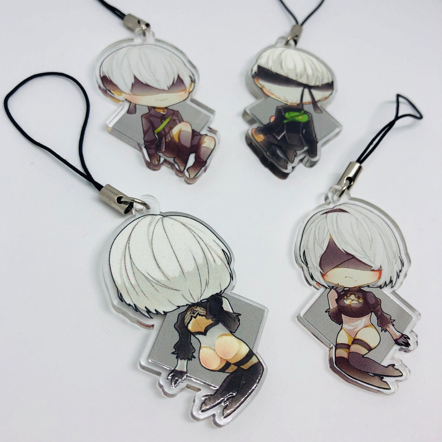 Nier 2B 9S Double-Sided Clear Acrylic Charms
