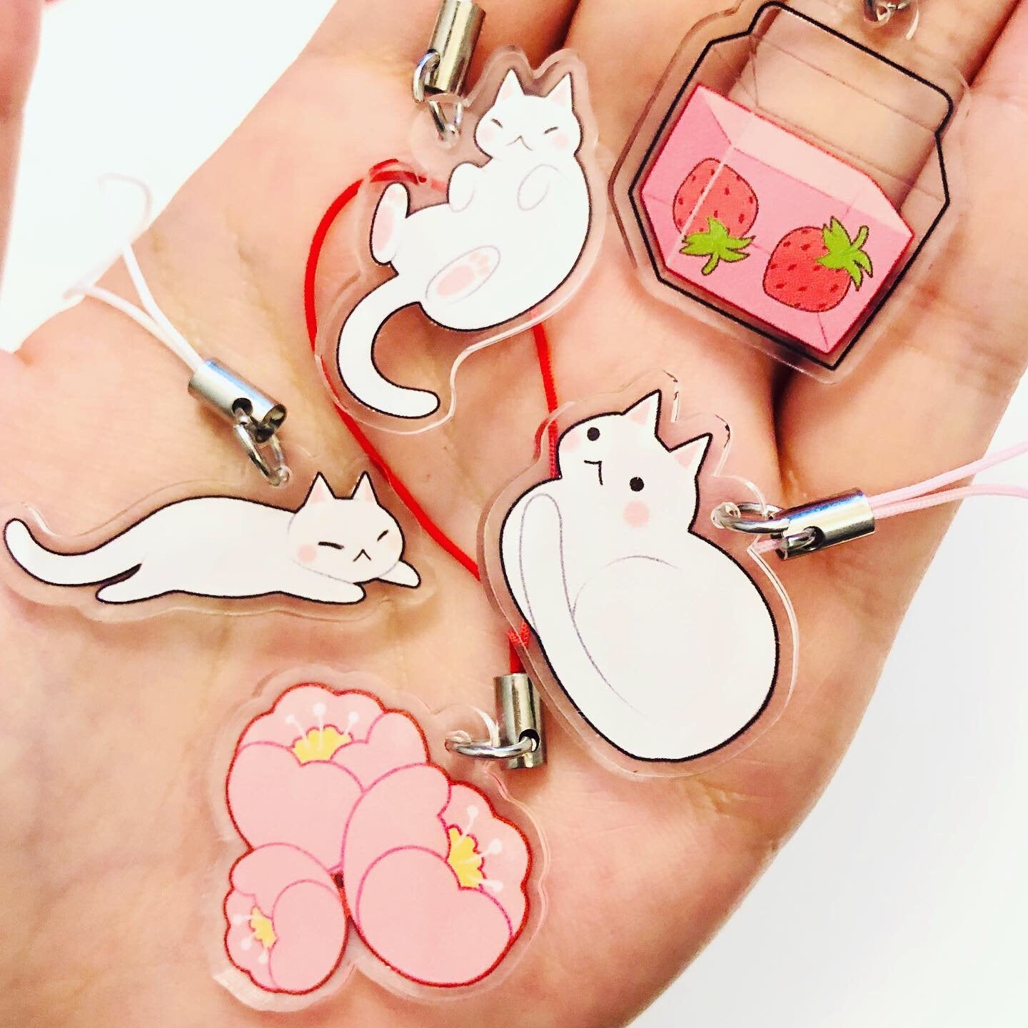 Strawberry Milk & Kitties Double-Sided Acrylic Charms