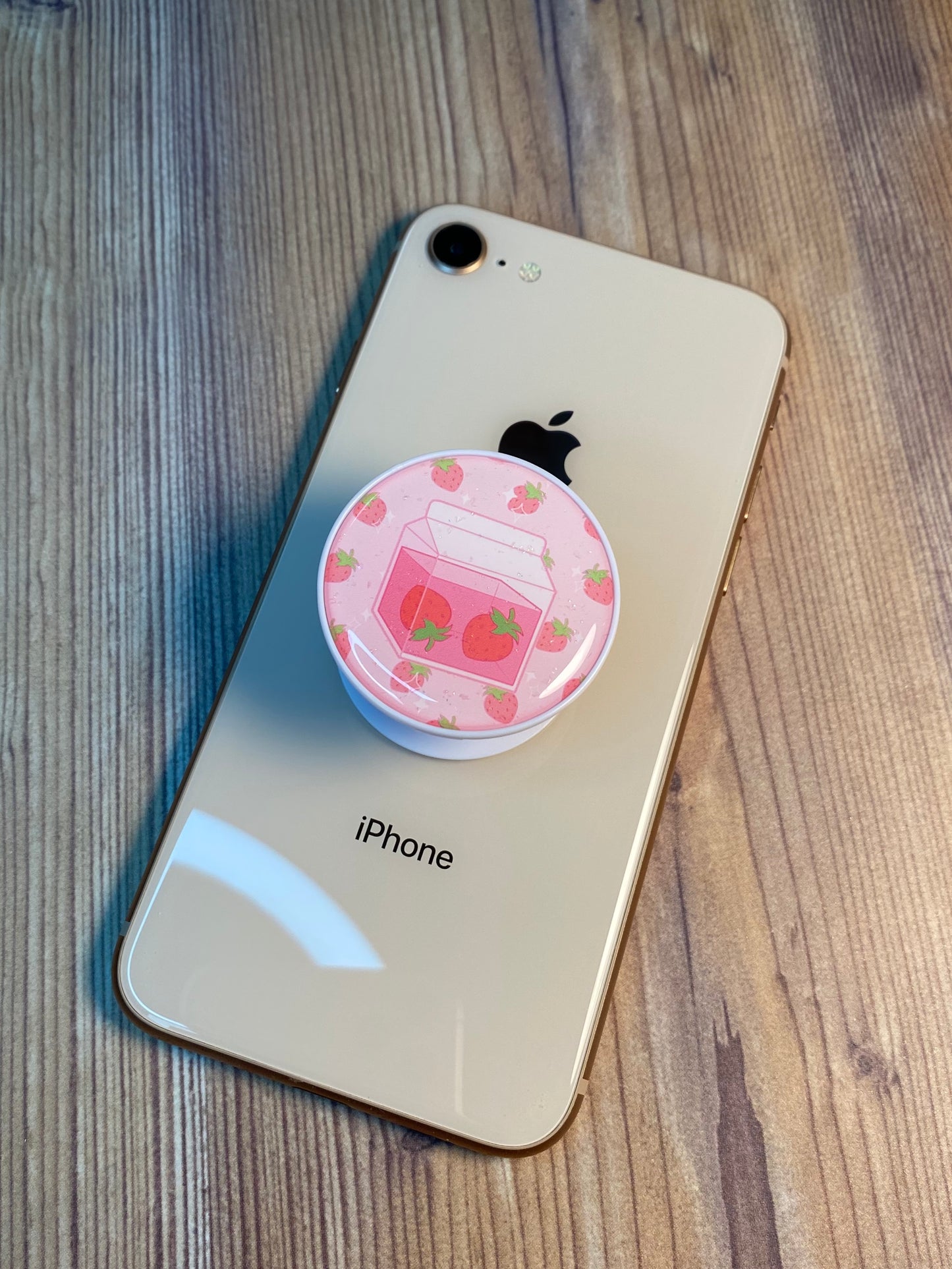 Strawberry Milk Phone Grip Glitter Epoxy Resin
