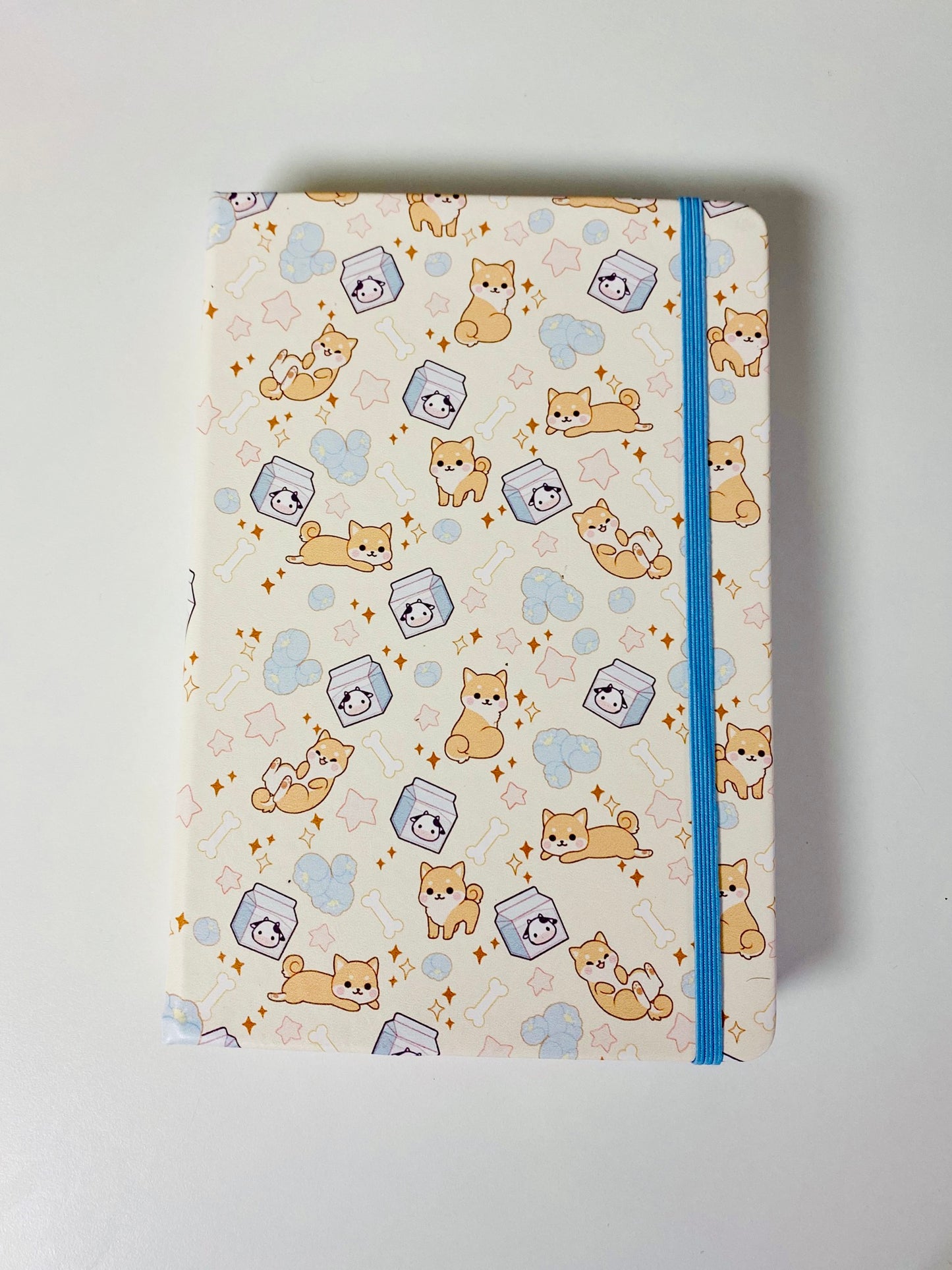Milk and Shiba Puppies PU Faux leather Watercolor Sketchbook Blank 300gsm 40sheets/80pages Hard Cover
