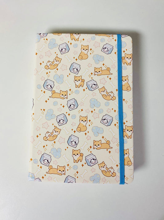 Milk and Shiba Puppies PU Faux leather Watercolor Sketchbook Blank 300gsm 40sheets/80pages Hard Cover