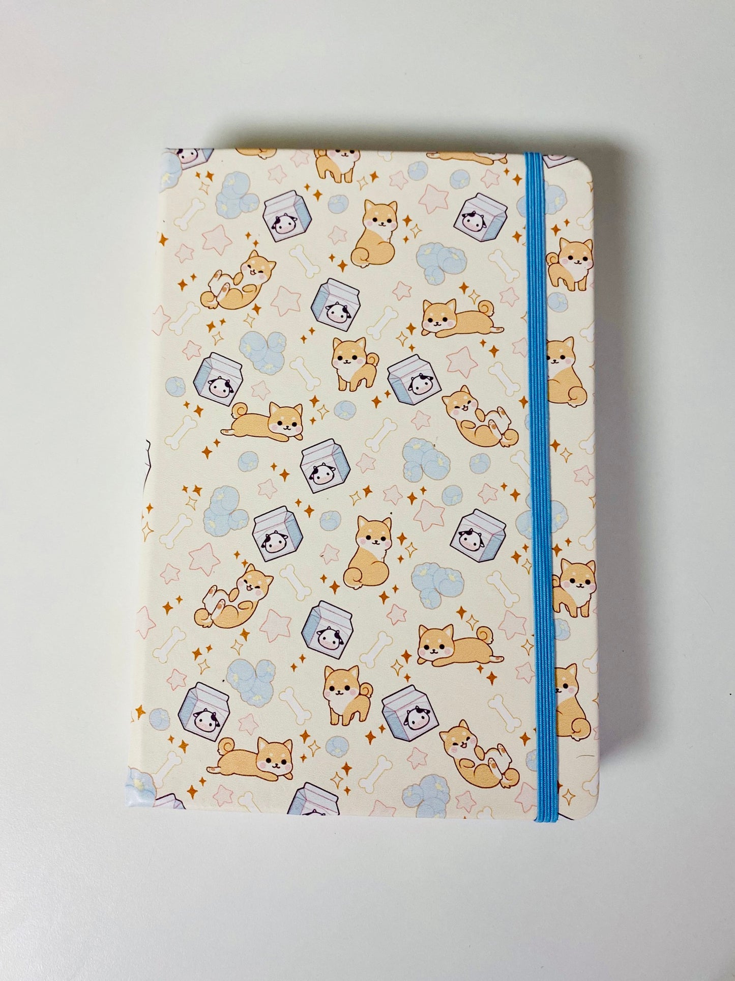 Milk and Shiba Puppies PU Faux leather Watercolor Sketchbook Blank 300gsm 40sheets/80pages Hard Cover