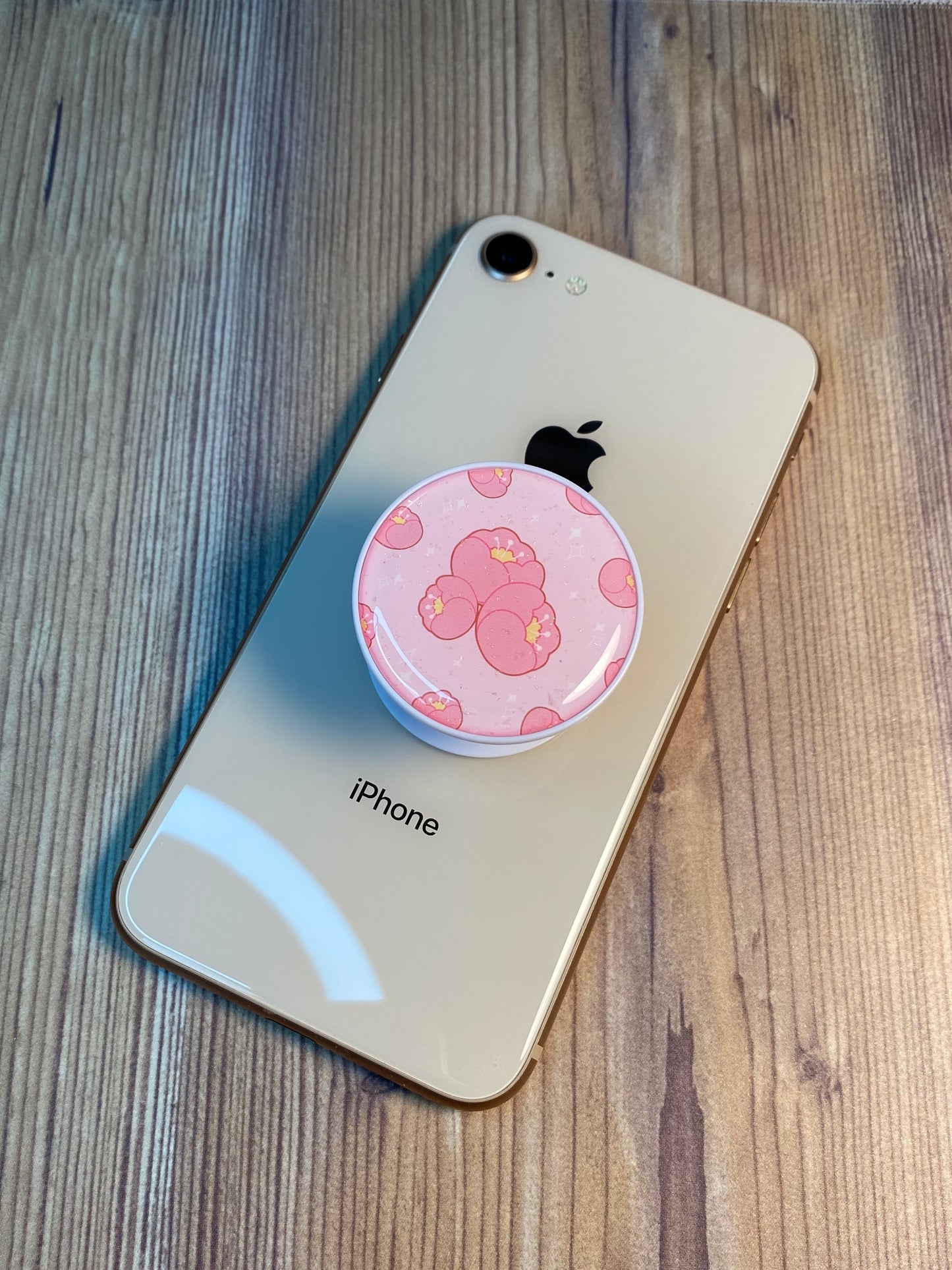 Pink Blossom Phone Grip Glitter Epoxy Resin
