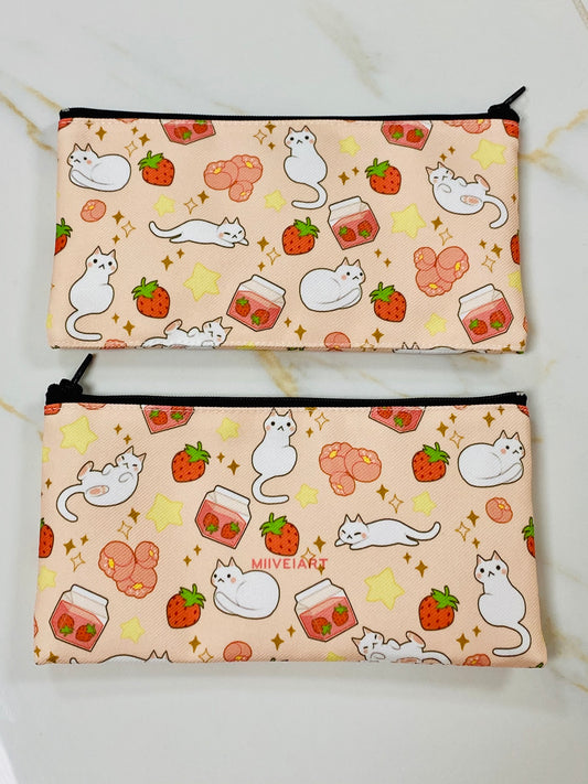 Strawberry Milk & Kitties Canvas Pouch