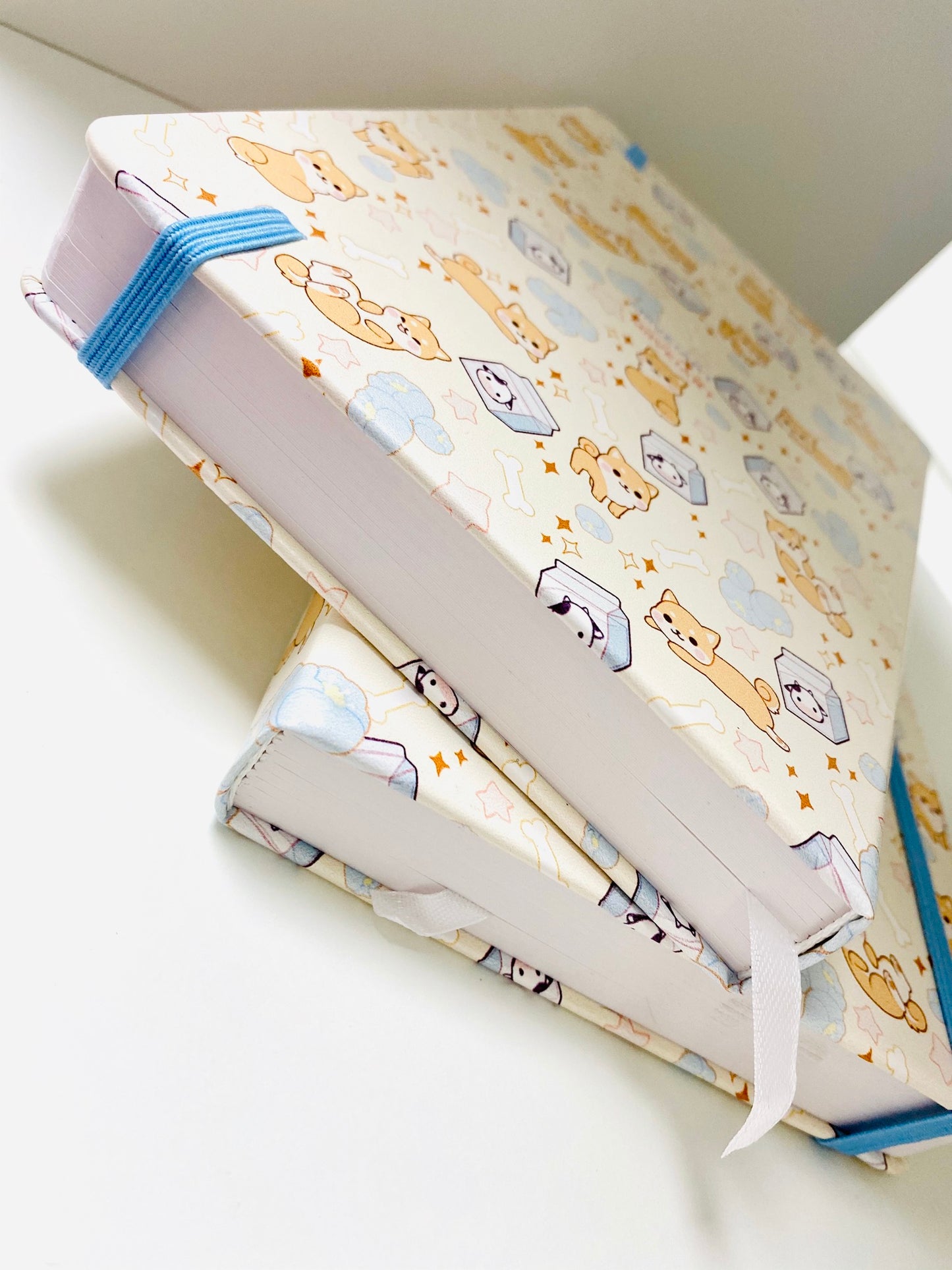 Milk and Shiba Puppies PU Faux leather Watercolor Sketchbook Blank 300gsm 40sheets/80pages Hard Cover
