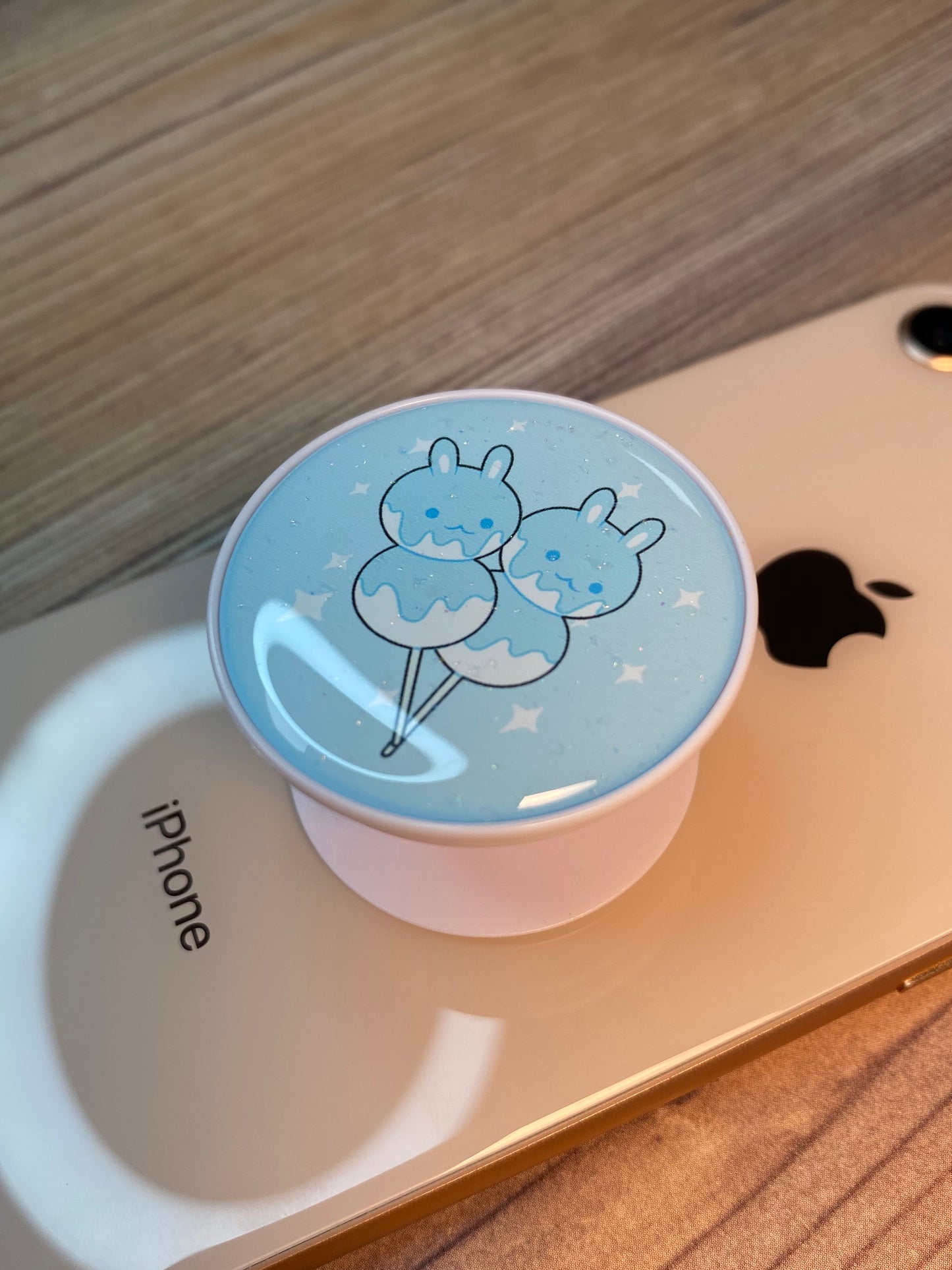 Dango Bunny Blueberry Blue Phone Grip Glitter Epoxy Resin