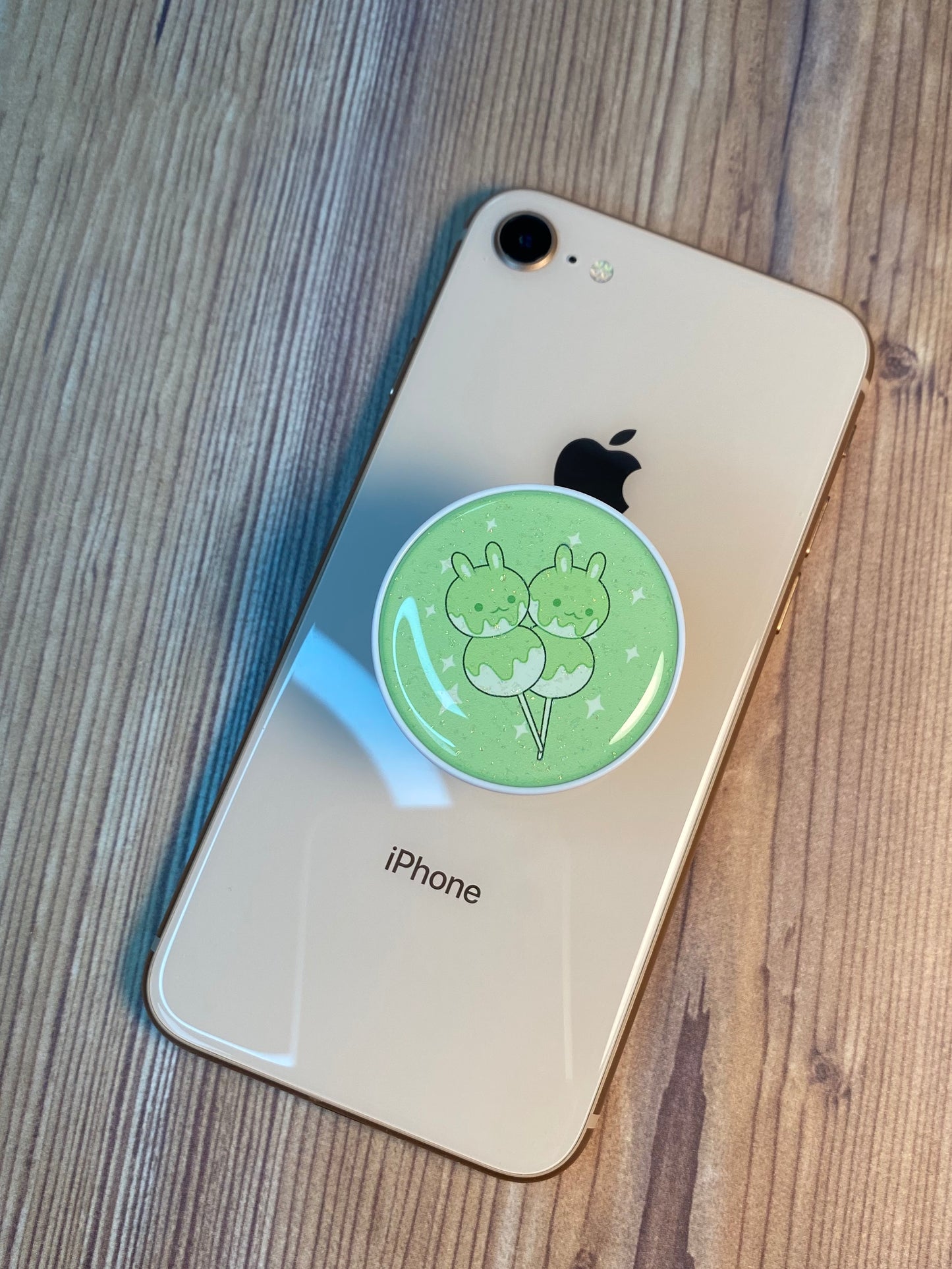 Dango Bunny Matcha Green Phone Grip Glitter Epoxy Resin
