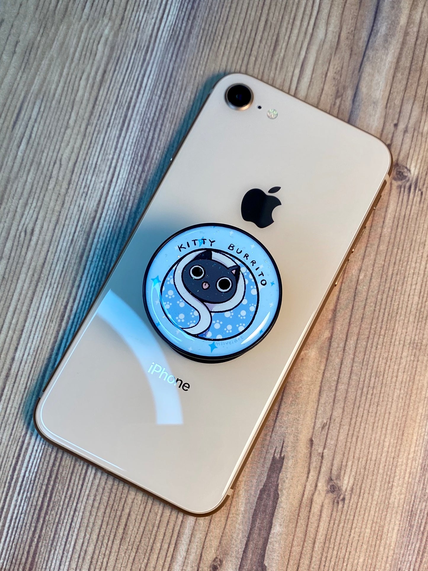 Kitty Burrito Phone Grip Glitter Epoxy Resin