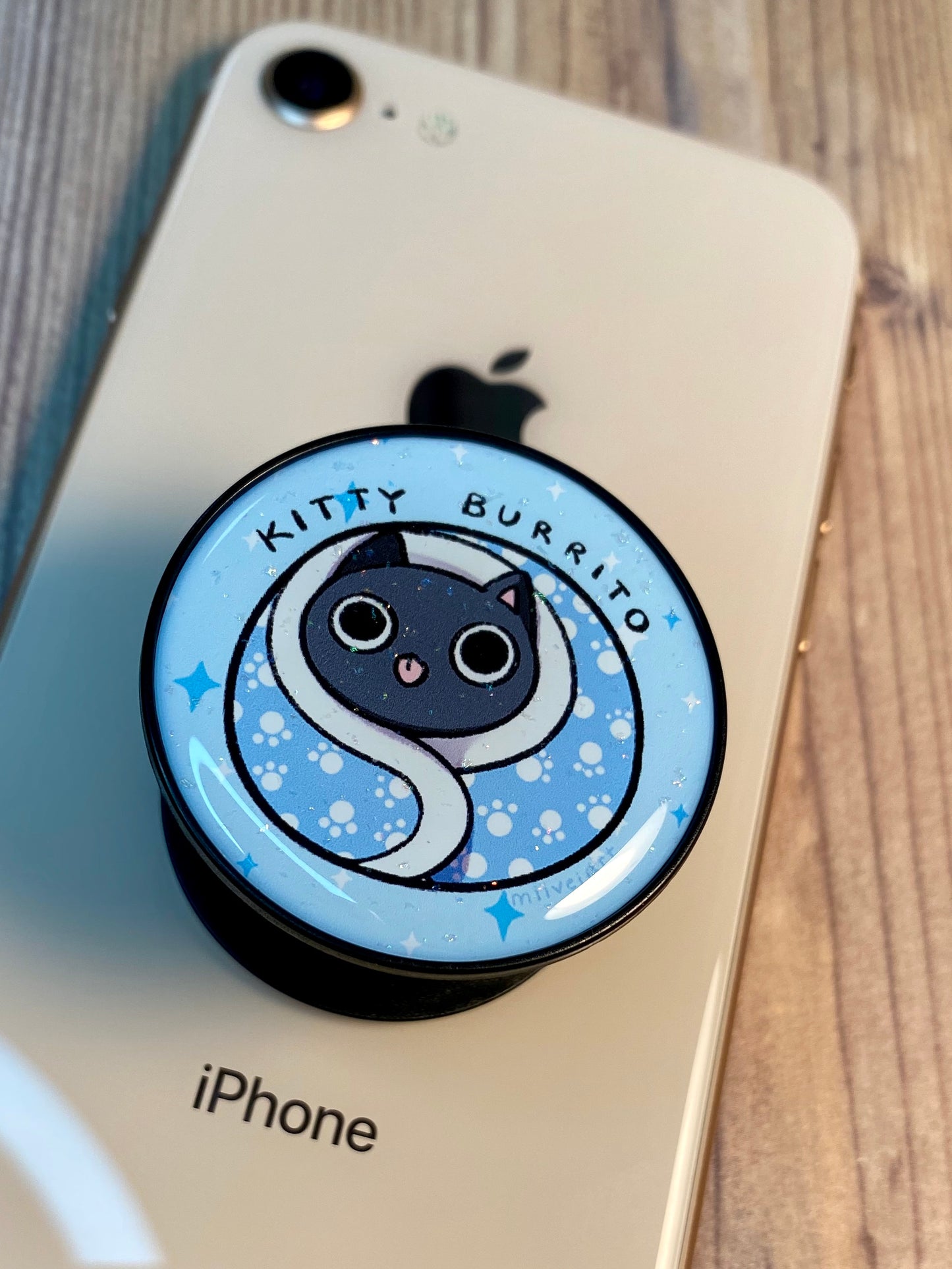 Kitty Burrito Phone Grip Glitter Epoxy Resin