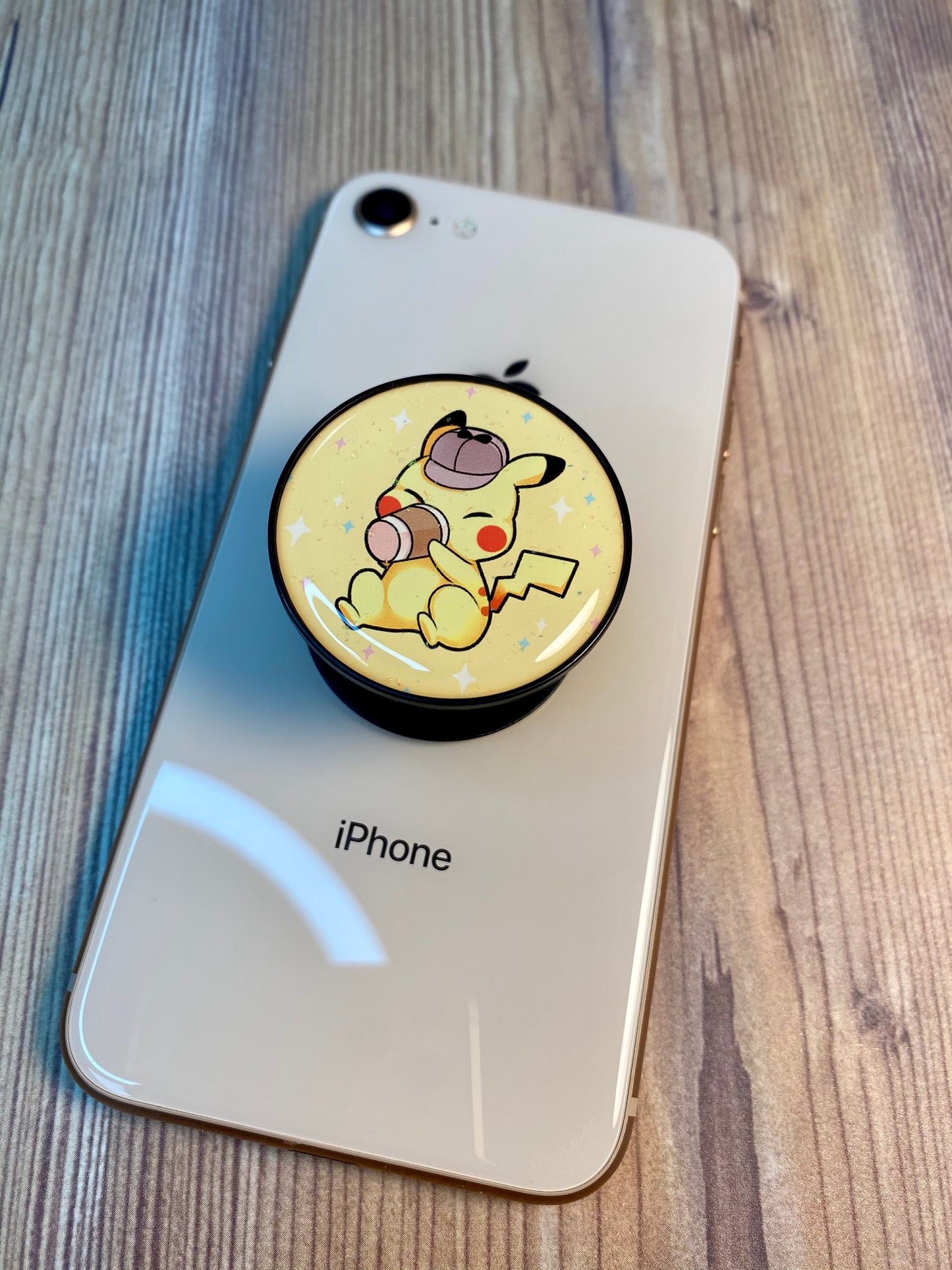 Detective Pikachu Coffee Phone Grip Glitter Epoxy Resin
