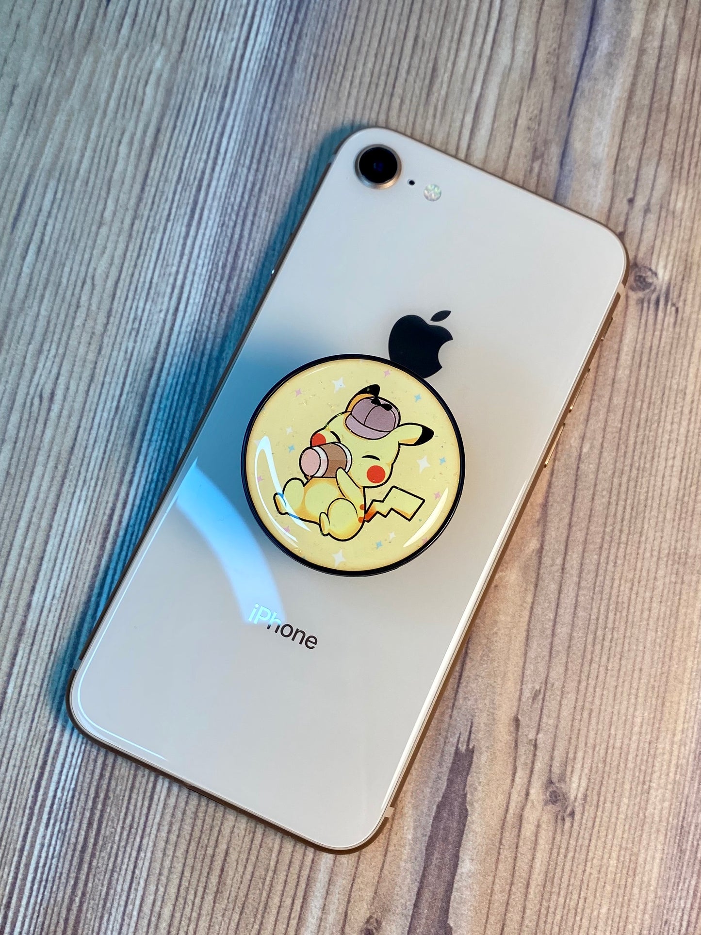 Detective Pikachu Coffee Phone Grip Glitter Epoxy Resin
