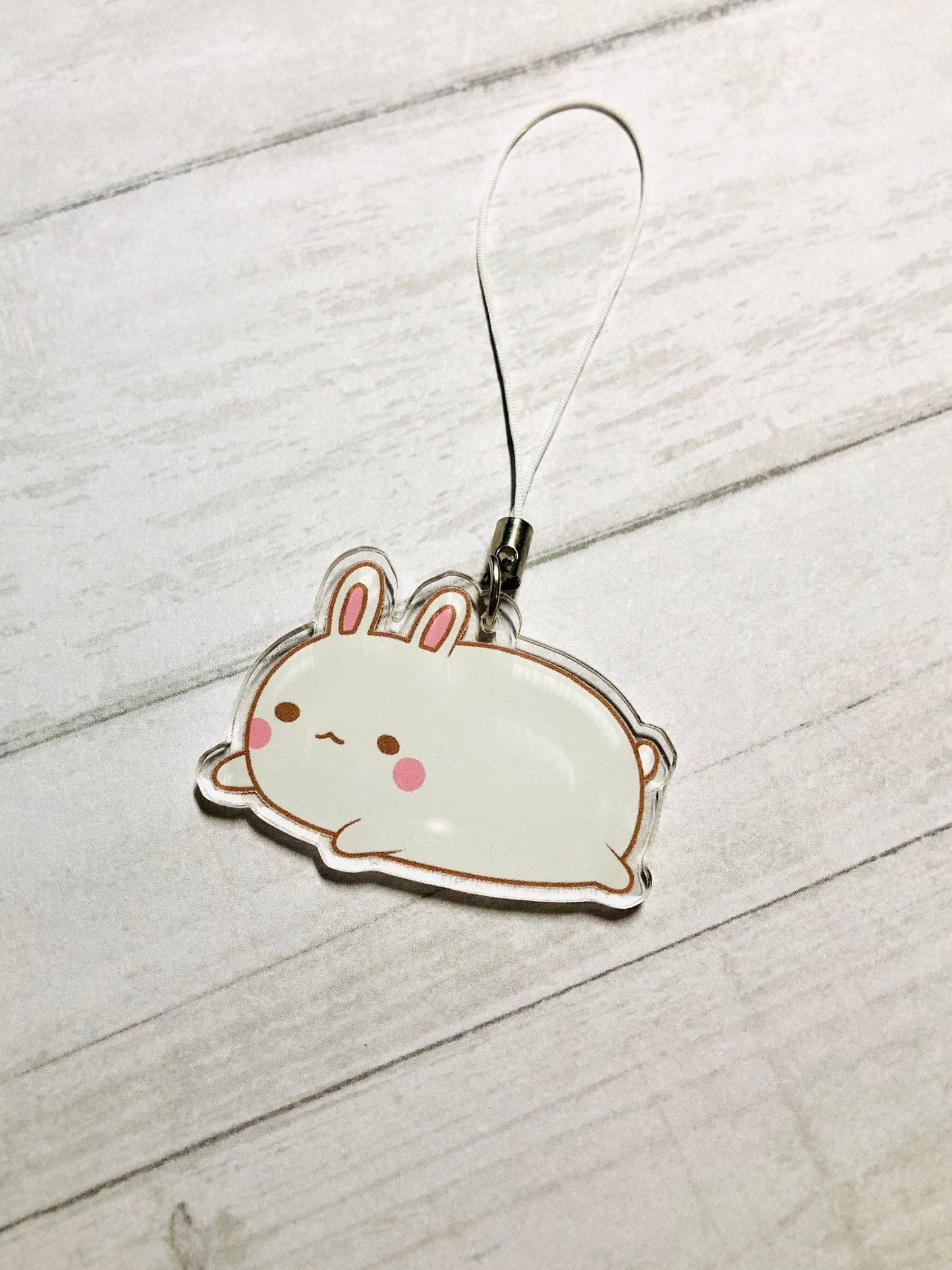 Lazy Bunny Double-Sided Clear Acrylic Charm