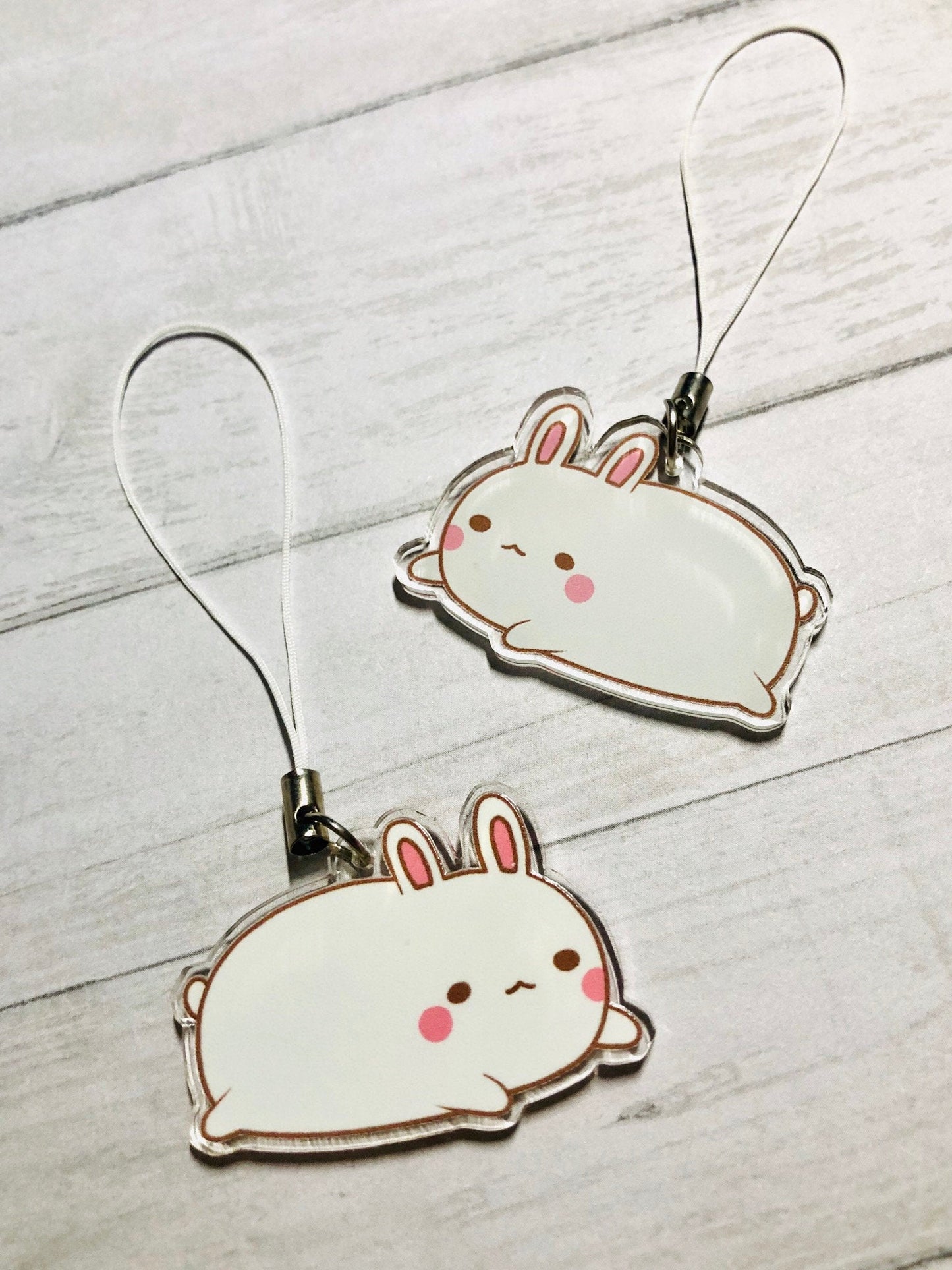 Lazy Bunny Double-Sided Clear Acrylic Charm
