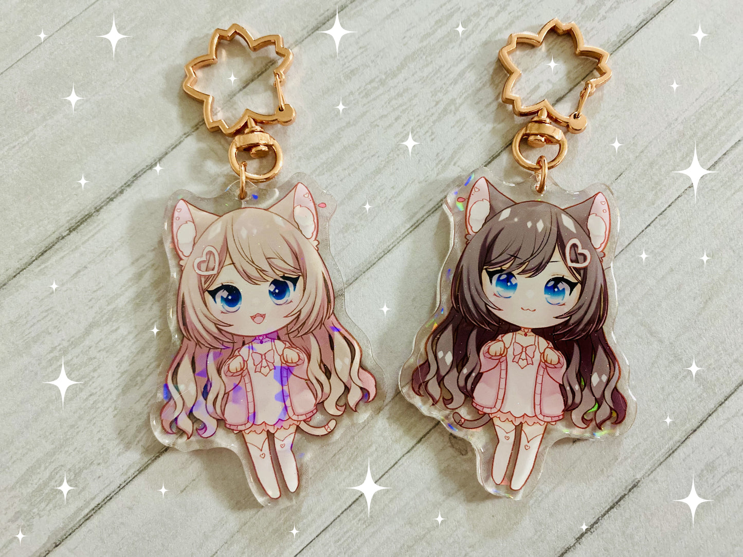Hana1.0 Milky (Cracked Holographic + Glitter Epoxy) Double-Sided Charm