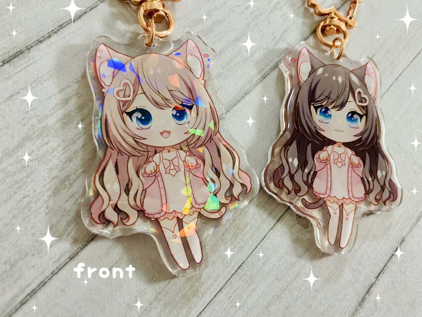 Hana1.0 Milky (Cracked Holographic + Glitter Epoxy) Double-Sided Charm