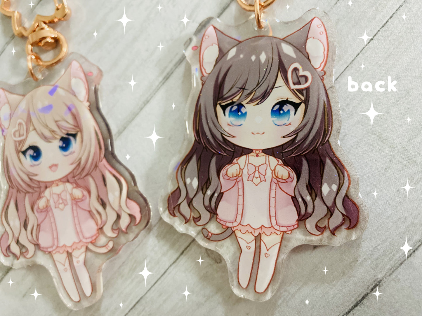 Hana1.0 Milky (Cracked Holographic + Glitter Epoxy) Double-Sided Charm