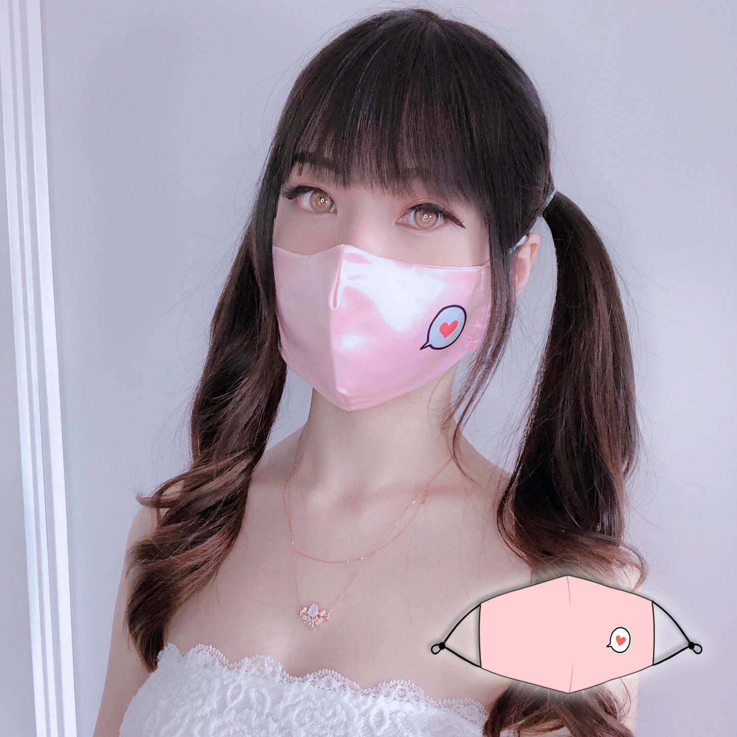 RE-USABLE Facemask Pink Bubble Heart