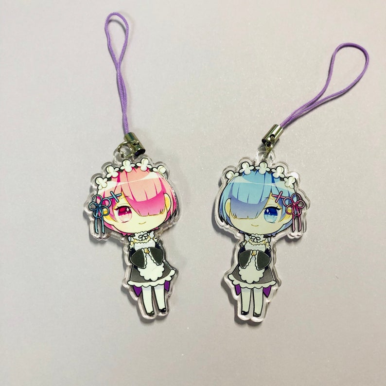 Rem and Ram Double-Sided Clear Acrylic Charm