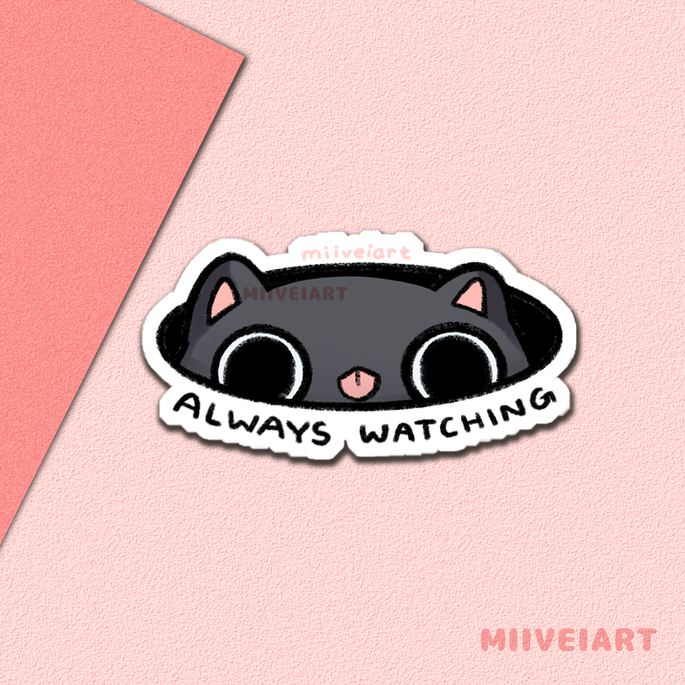 Derpy Black Cat Vinyl Stickers 3x3"