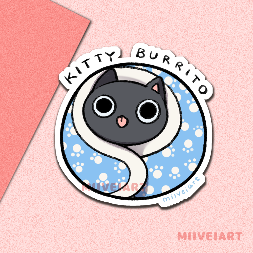 Derpy Black Cat Vinyl Stickers 3x3"