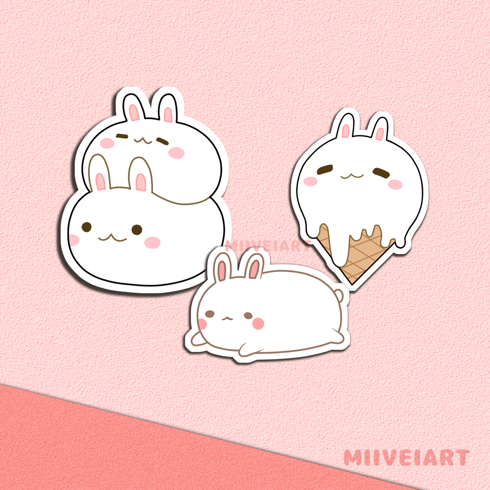 Mini Bunny Snacks Vinyl Sticker 2x2"