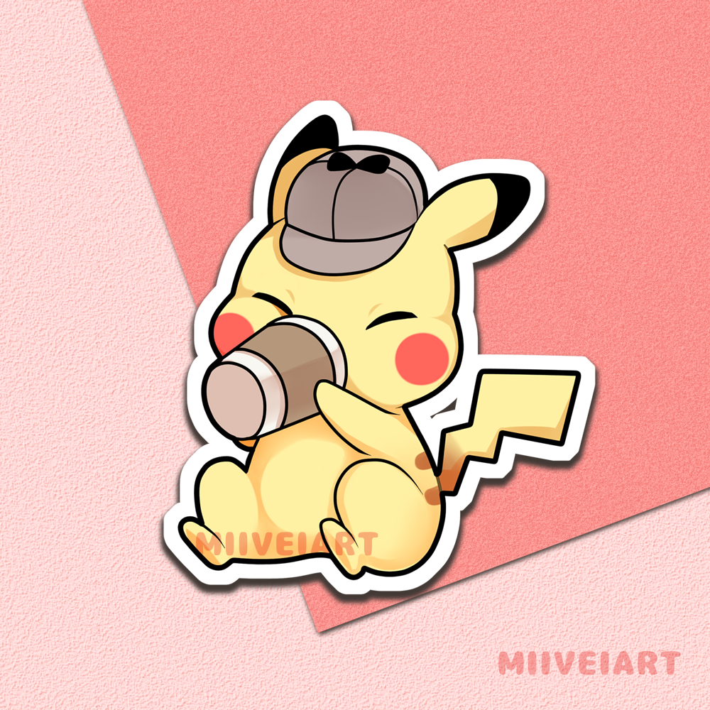 Detective Pikachu Vinyl Stickers 3x3"