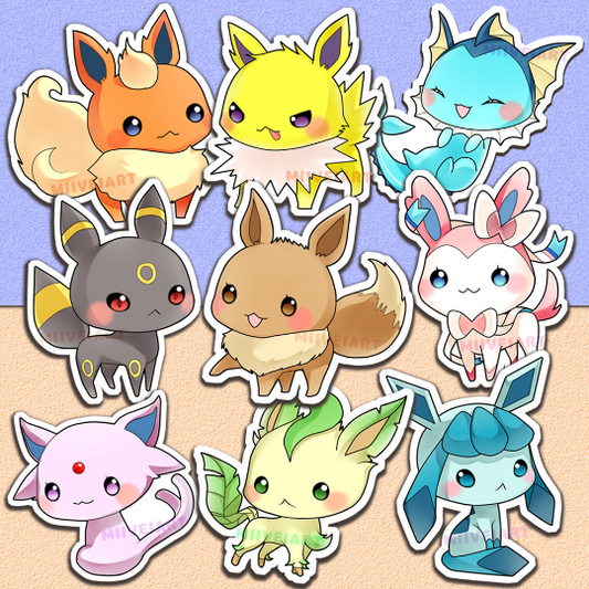 Eeveelutions Vinyl Stickers 3x3"