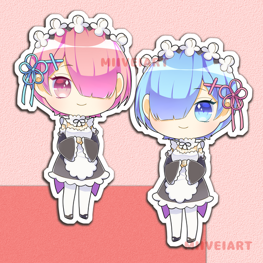 Rem and Ram Vinyl Sticker 3x3"