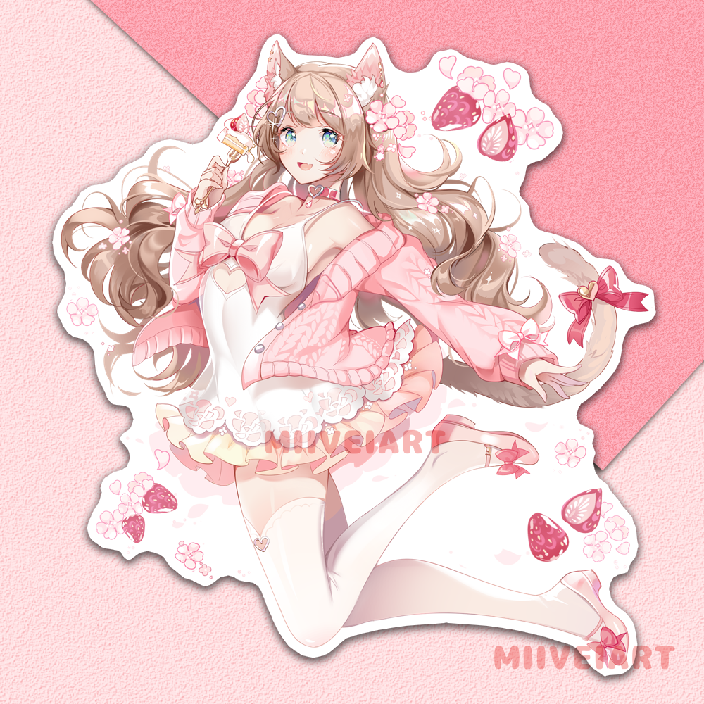 Hana1.0 Strawberry Cake 5 inch Vinyl Sticker