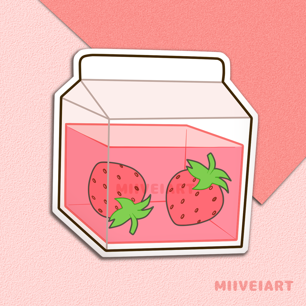 Strawberry Milk Vinyl Sticker 3x3"