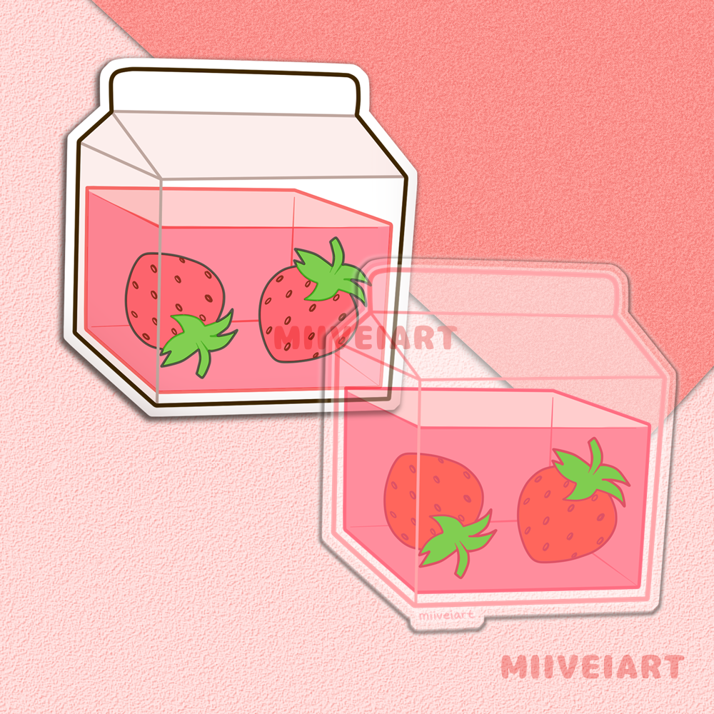 Strawberry Milk Vinyl Sticker 3x3"