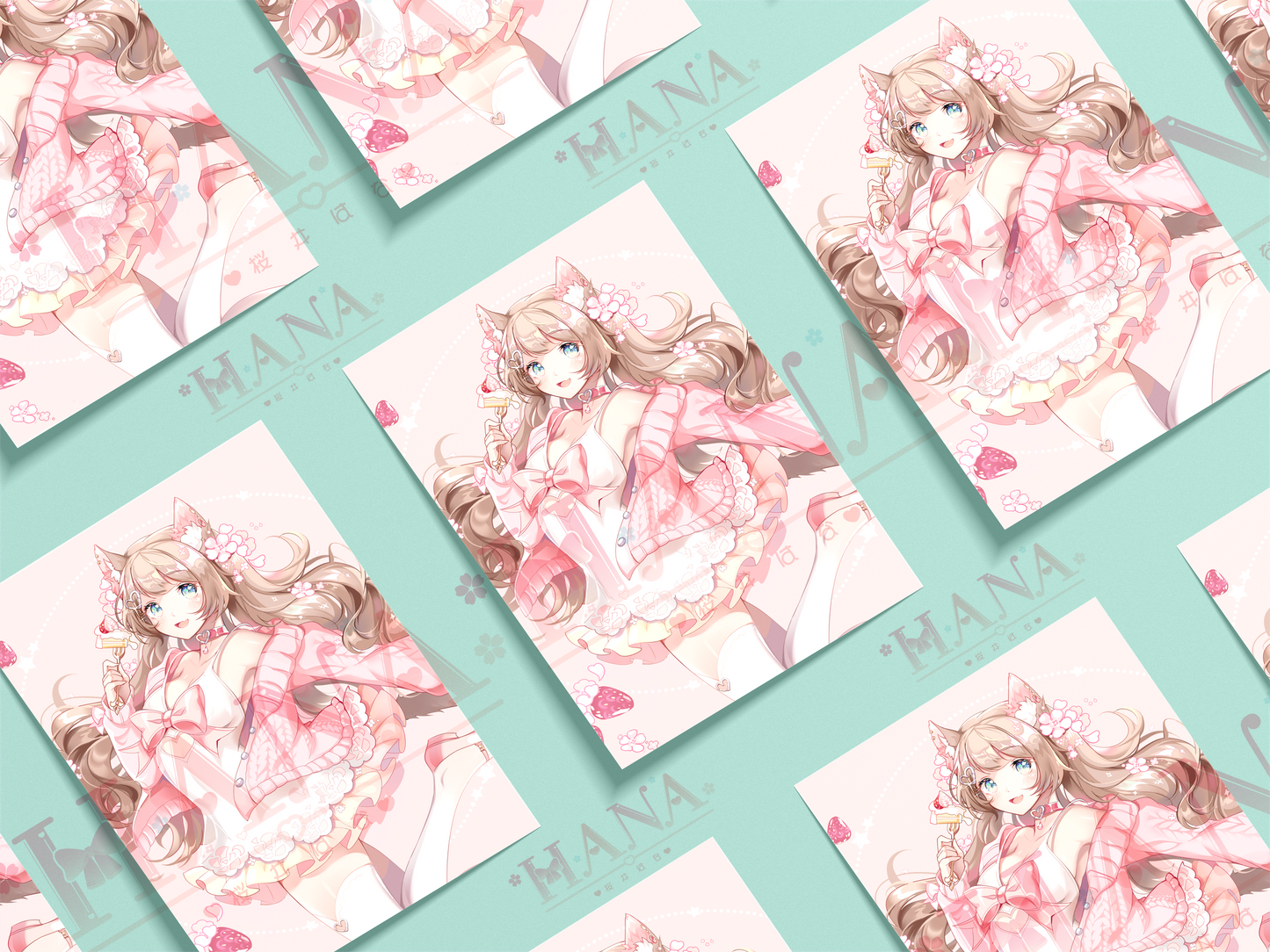 Hana1.0 Strawberry Cake Postcard Print 4x6in