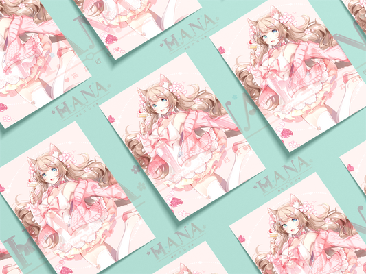 Hana1.0 Strawberry Cake Postcard Print 4x6in