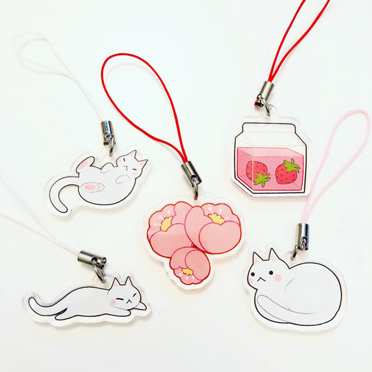 Strawberry Milk & Kitties Double-Sided Acrylic Charms