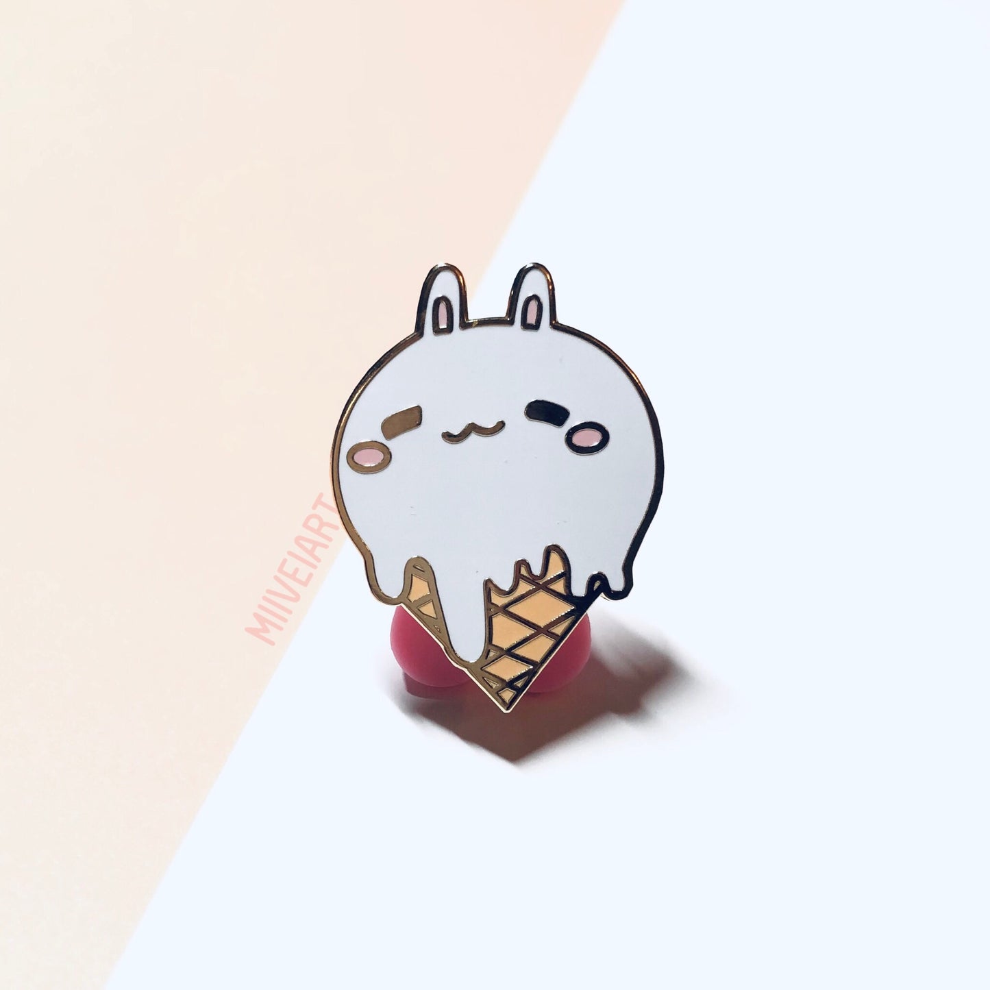 Ice Cream Bunny Enamel Pin 1.25"